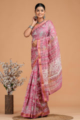 Maheshwari Silk Saree – Elegant Bagru Print | With Blouse Piece