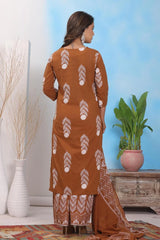 Straight Kurta – Pure Cotton | Discharge Print with Handwork
