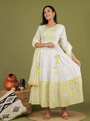 Pure Cotton Kurta & Dupatta Set | Cotton Malmal Fabric | Embroidered Neck Design