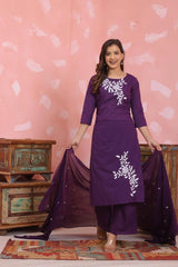 Pure Cotton Kurta Palazzo Set | Discharge Dye Print & Embroidered Detailing