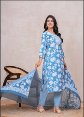 Pure Cotton Kurta with Discharge Print & Embroidery Work | Soft & Stylish Ethnic Wear