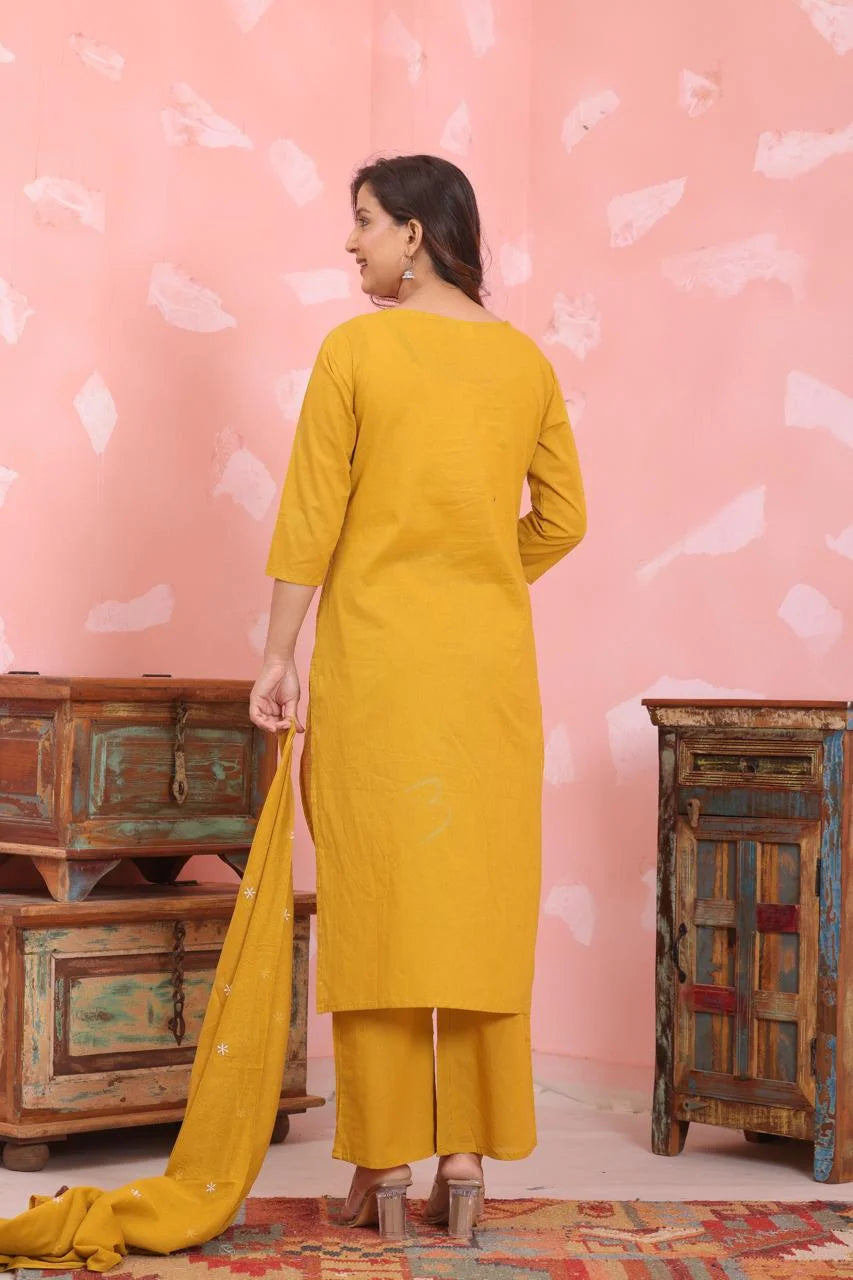 Kurta Palazzo Set – Pure Cotton | Discharge Dye Print with Elegant Embroidery