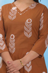Straight Kurta – Pure Cotton | Discharge Print with Handwork