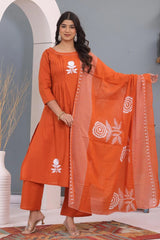 Kurta Palazzo Set | Discharge Dye Print | Pure Cotton | Embroidered Design