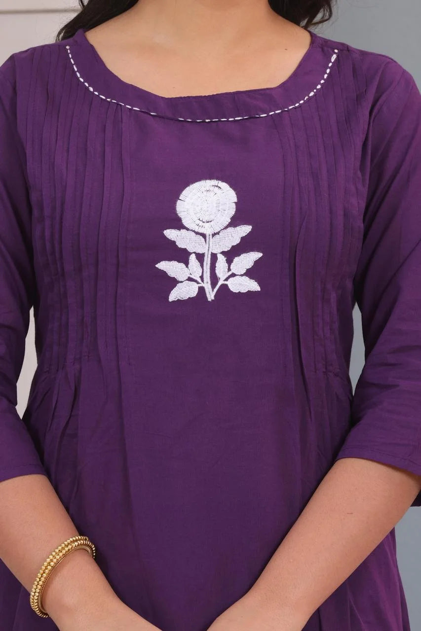 Elegant A-Line Kurta Palazzo Dupatta Set | Embroidered & Discharge Dyed