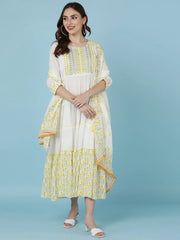 Pure Cotton Kurta & Dupatta Set | Cotton Malmal Fabric | Embroidered Neck Design