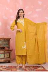 Kurta Palazzo Set – Pure Cotton | Discharge Dye Print with Elegant Embroidery
