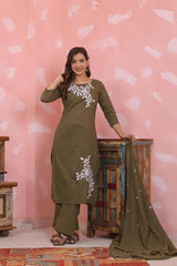Pure Cotton Kurta Palazzo Set – Discharge Dye Print with Embroidered Detailing