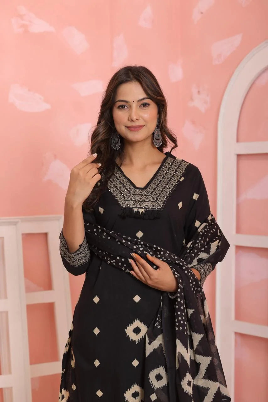 Cotton Kurta | Discharge Print with Handwork Detailing | Elegant & Comfortable