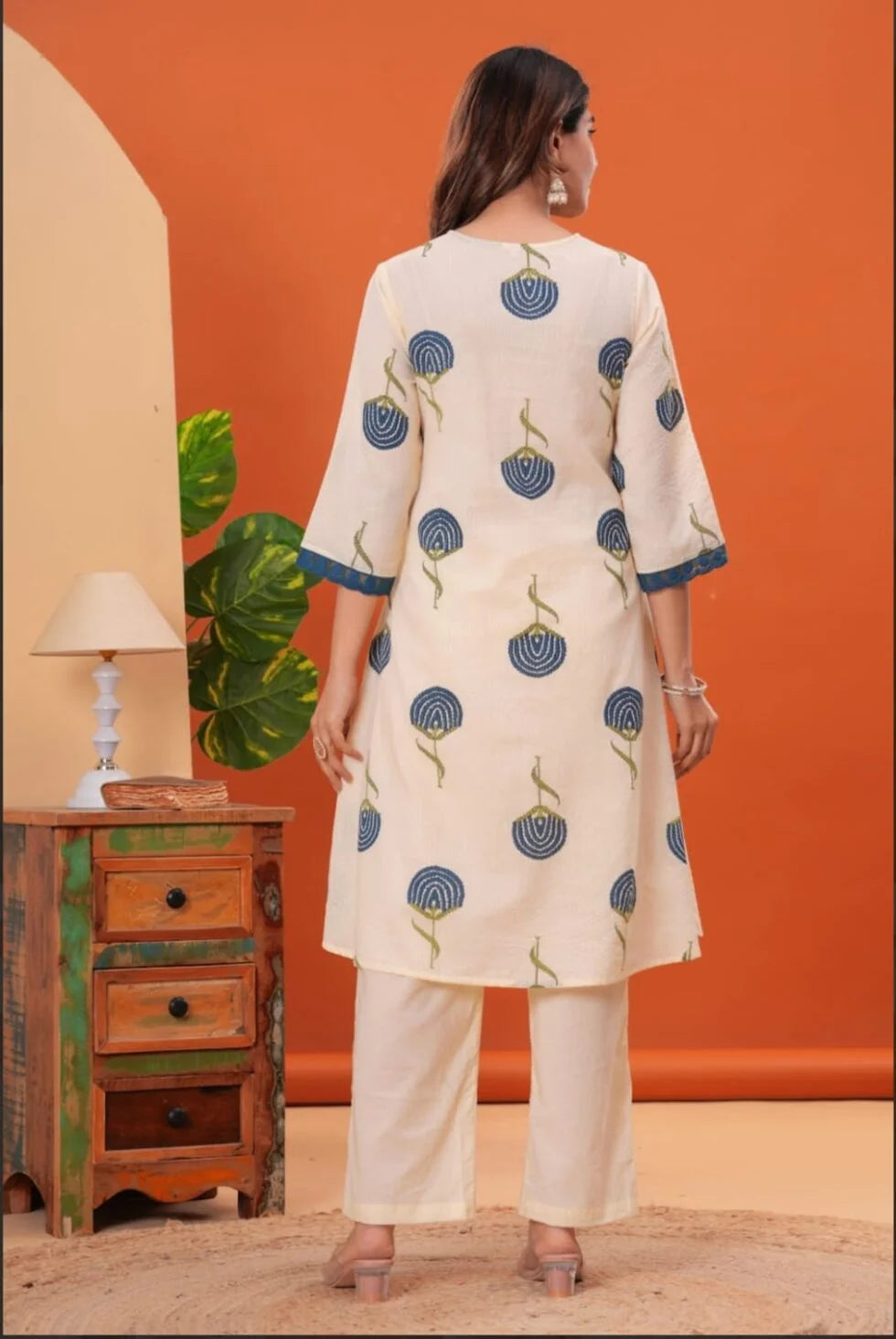 Pure Cotton Printed Kurta Fabric | Lace Work on Neck & Sleeves | Comfortable & Elegant