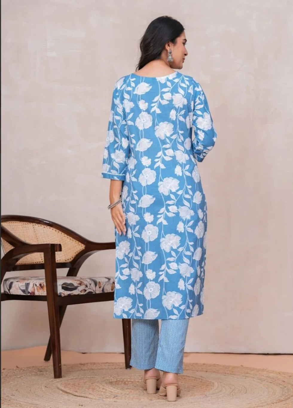 Pure Cotton Kurta with Discharge Print & Embroidery Work | Soft & Stylish Ethnic Wear
