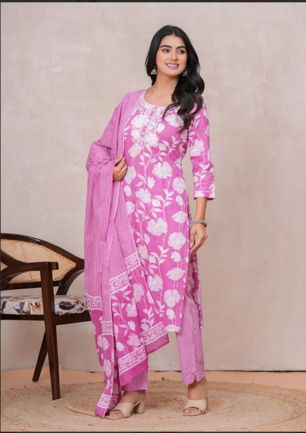 Embroidered Kurta in Pure Cotton | Discharge Print Design | Ethnic Everyday Wear