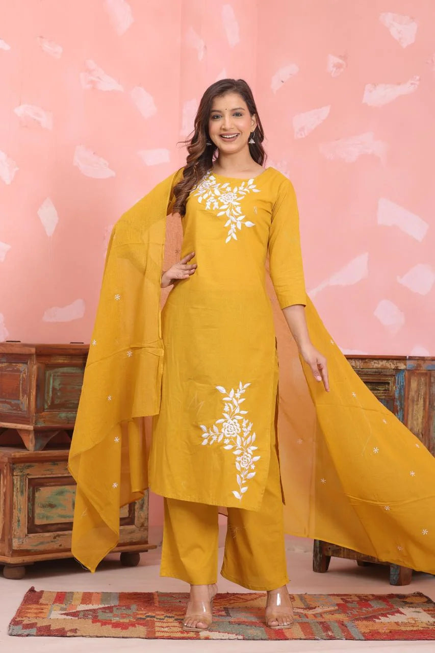 Kurta Palazzo Set – Pure Cotton | Discharge Dye Print with Elegant Embroidery