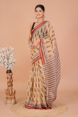 Hand Block Printed Kota Doriya Saree 14