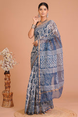 Hand Block Printed Kota Doriya Saree 02