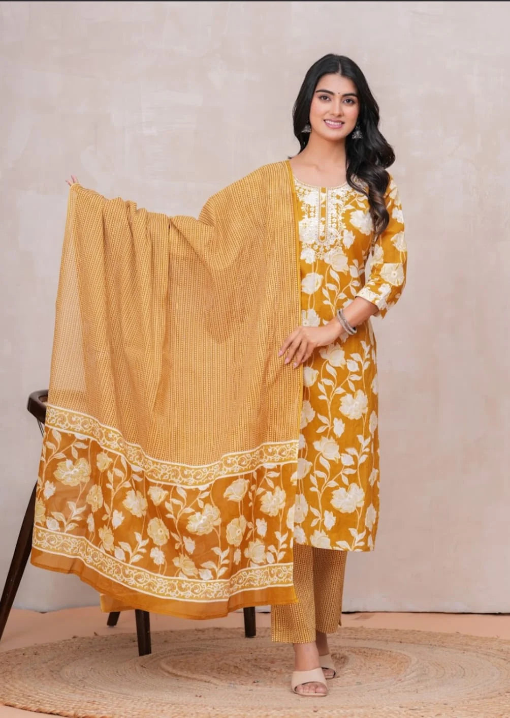 Discharge Print Embroidered Kurta | Pure Cotton | Lightweight & Elegant