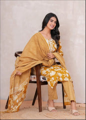 Discharge Print Embroidered Kurta | Pure Cotton | Lightweight & Elegant