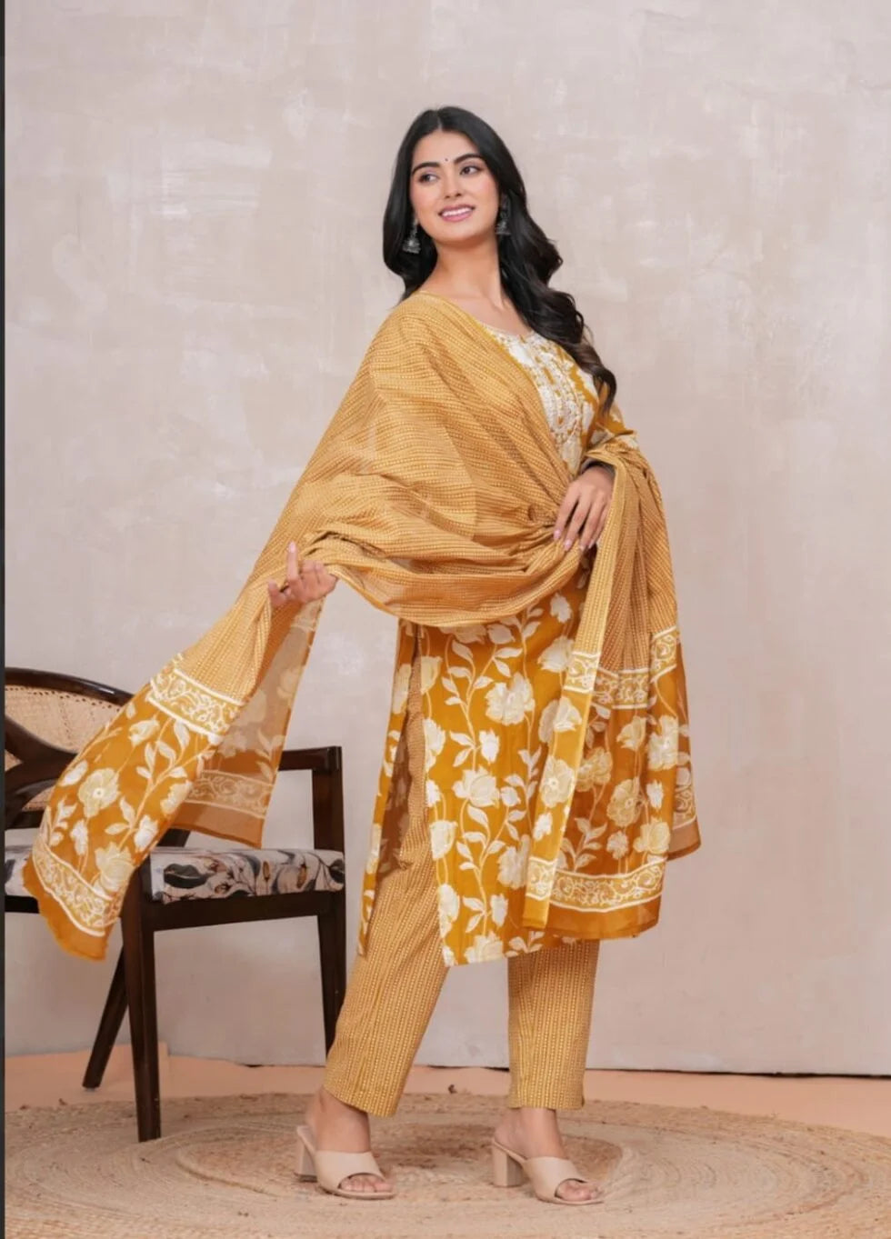 Discharge Print Embroidered Kurta | Pure Cotton | Lightweight & Elegant