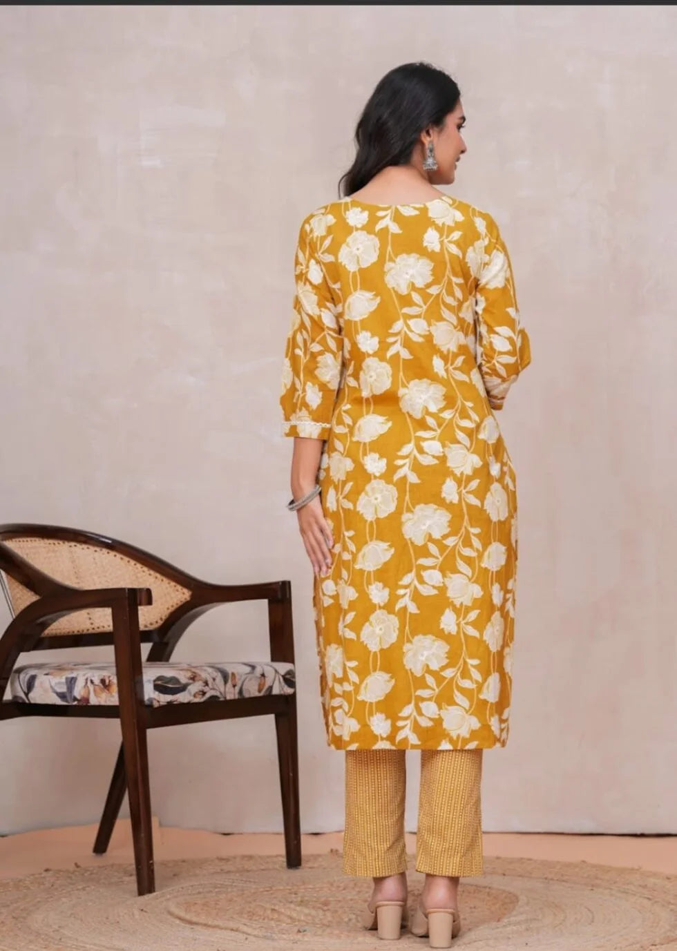 Discharge Print Embroidered Kurta | Pure Cotton | Lightweight & Elegant