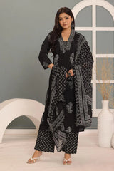 A-Line Kurta – Pure Cotton | Discharge Print with Handwork