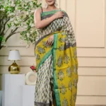 Premium Bagru Handblock Printed Maheshwari Silk Sarees