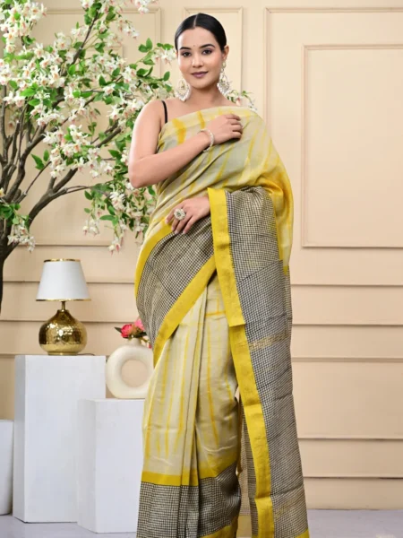 Bagru Print Shibori Combination Maheshwari Silk Sarees