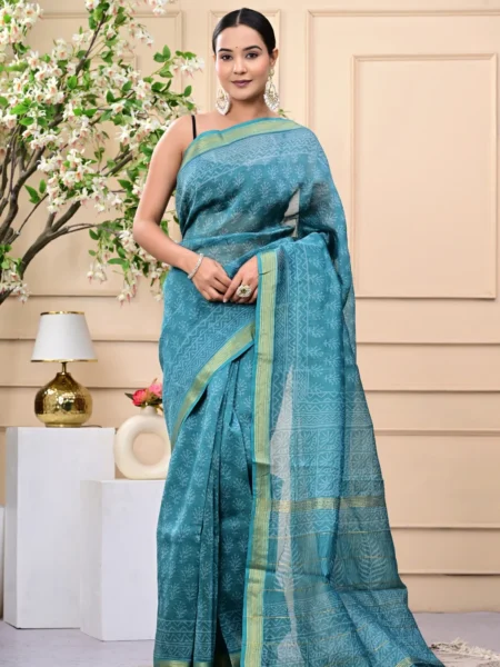 Bagru Print Maheshwari Silk Sarees