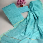 Traditional Sky Blue Hand-Block Printed Chanderi Silk Suits