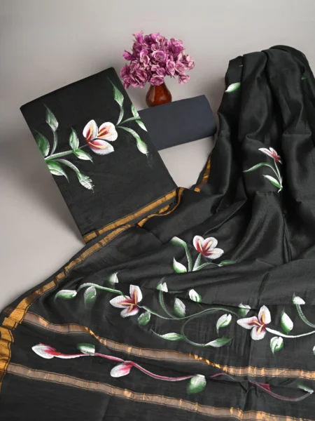 Elegant Black Chanderi Silk Suits