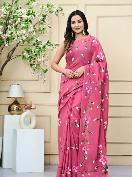Premium Brush Print Mulmul Cotton Saree