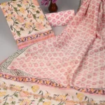 Premium Colorful Jaal Chanderi Silk Handblock Print Suit Set