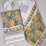 Bagru Grace – Handblock Cotton Suit Set with Malmal Dupatta