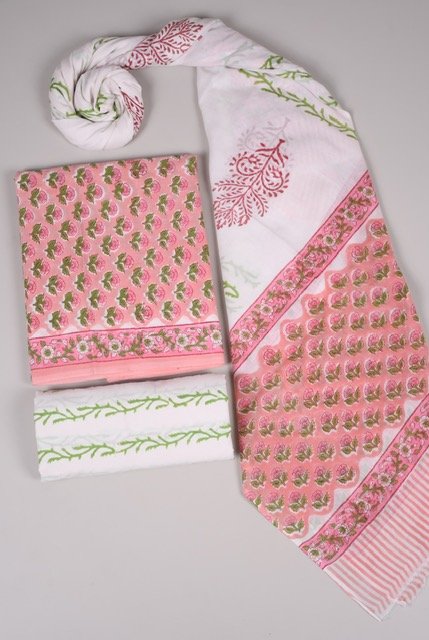 Bagru Grace – Handblock Cotton Suit Set with Malmal Dupatta