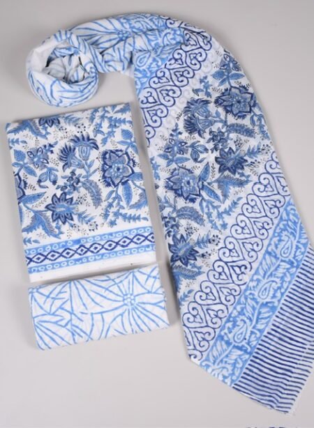 Bagru Grace – Handblock Cotton Suit Set with Malmal Dupatta