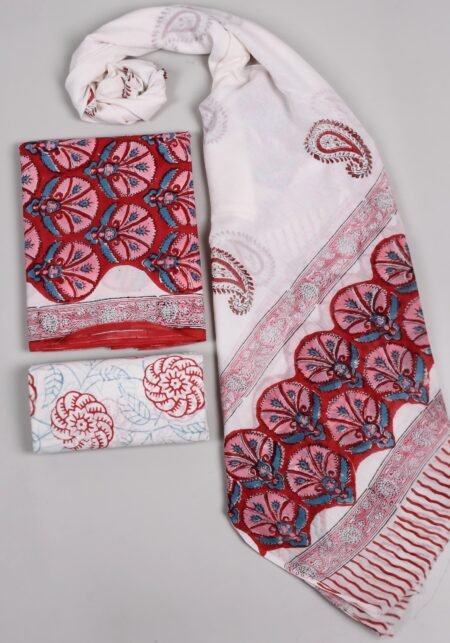 Bagru Grace – Handblock Cotton Suit Set with Malmal Dupatta