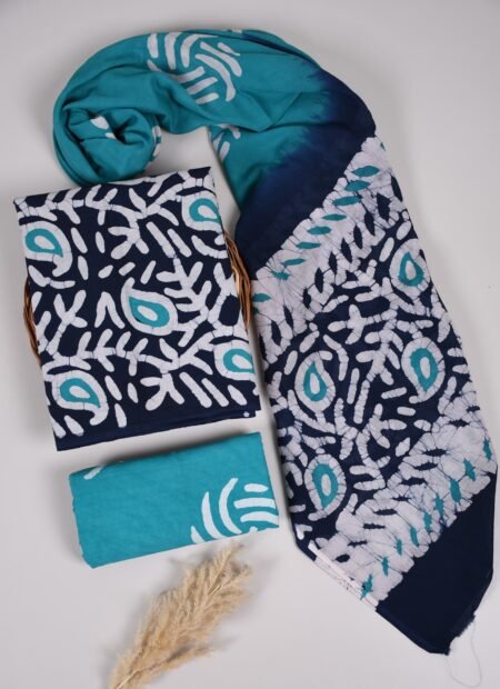 Bagru Grace – Handblock Cotton Suit Set with Malmal Dupatta