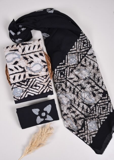 Bagru Grace – Handblock Cotton Suit Set with Malmal Dupatta