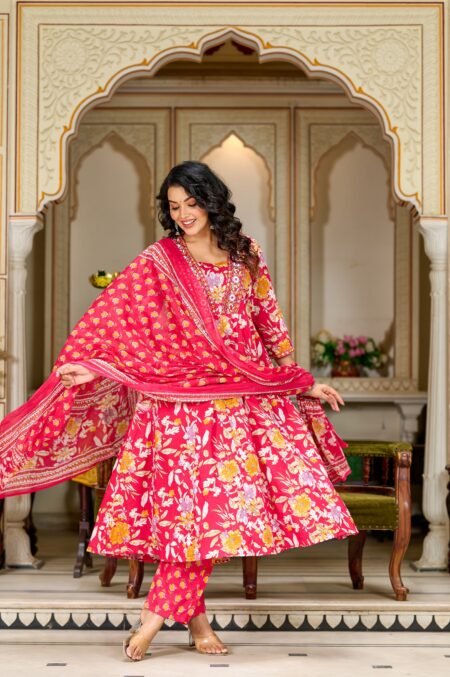 Nazaakat – Handblock Cotton Anarkali Set