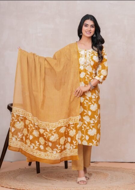 Discharge Print Embroidered Kurta | Pure Cotton | Lightweight & Elegant