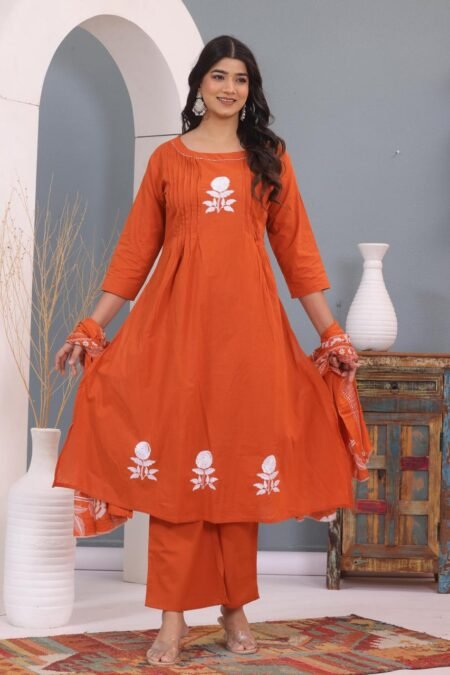 Kurta Palazzo Set | Discharge Dye Print | Pure Cotton  | Embroidered Design